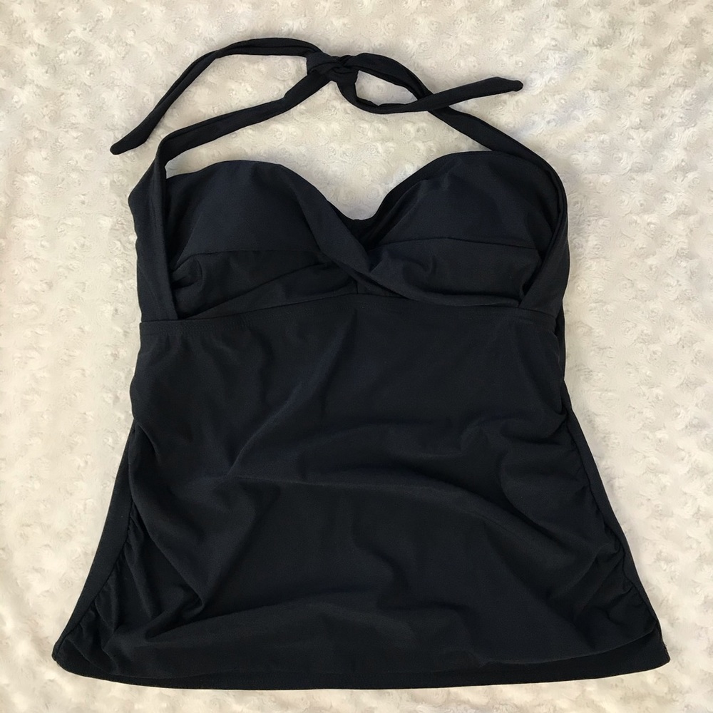 Swimsuits for All Halter Tankini Top Black Size 14